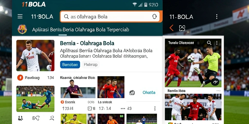 Antarmuka 11BOLA menampilkan berita dan statistik olahraga bola.