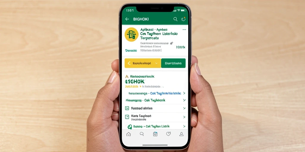 Tampilan antarmuka aplikasi BIGHOKI untuk Cek Tagihan Listrik.