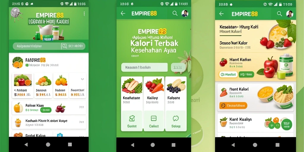 Antarmuka utama EMPIRE88 menampilkan fitur hitung kalori dengan jelas.