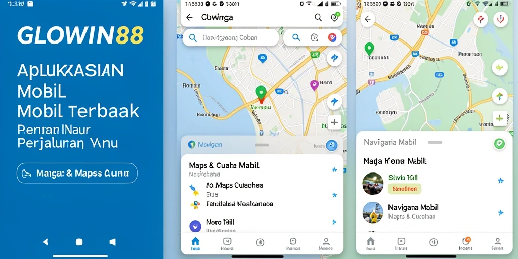 Tampilan antarmuka GLOWIN88 saat navigasi mobil.